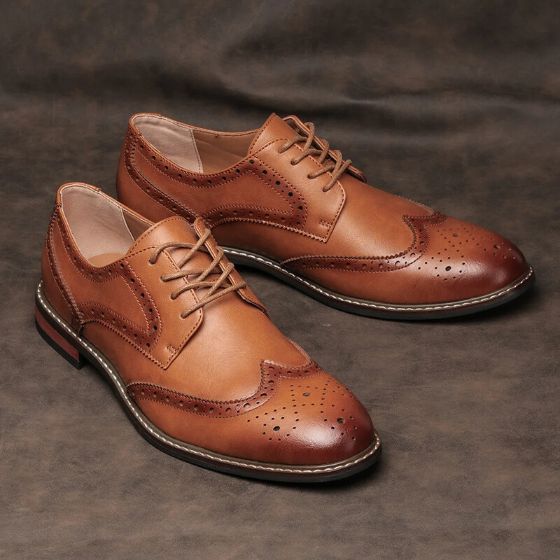 Izmērs 7-13 Brogue Dress Shoes Man Wedding Leather Social Shoe Male