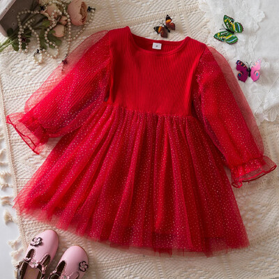 Kleita meitenēm Ziemassvētku ballītei Kleita garām piedurknēm Pavasaris Rudens Meitenes Rozā princešu kleitas Adīta ziemas blūze Bērnu meitene