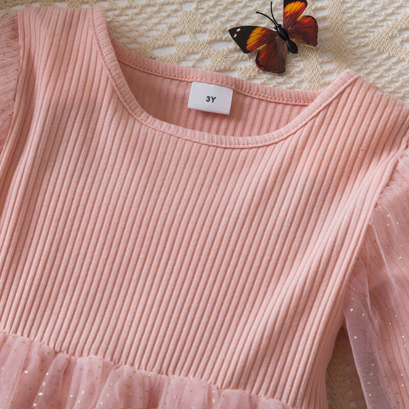 Kleita meitenēm Ziemassvētku ballītei Kleita garām piedurknēm Pavasaris Rudens Meitenes Rozā princešu kleitas Adīta ziemas blūze Bērnu meitene