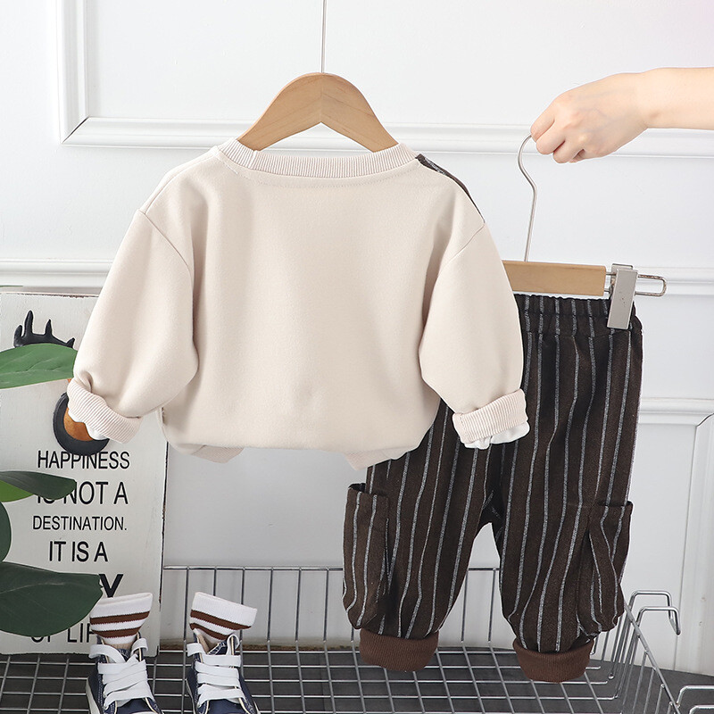 Jauns rudens zīdaiņu apģērbu komplekts bērnu zēnu T-kreklu bikses 2gab/komplekti Mazu bērnu apģērbi zīdaiņu ikdienas sporta kostīmi, bērnu treniņtērpi