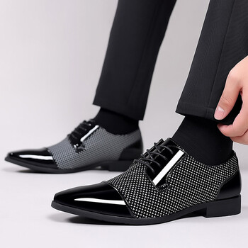 Trending Classic Ανδρικά Παπούτσια Φόρεμα για Άντρες Oxfords PU Δερμάτινα παπούτσια Lace Up Επίσημα μαύρα δερμάτινα παπούτσια γάμου