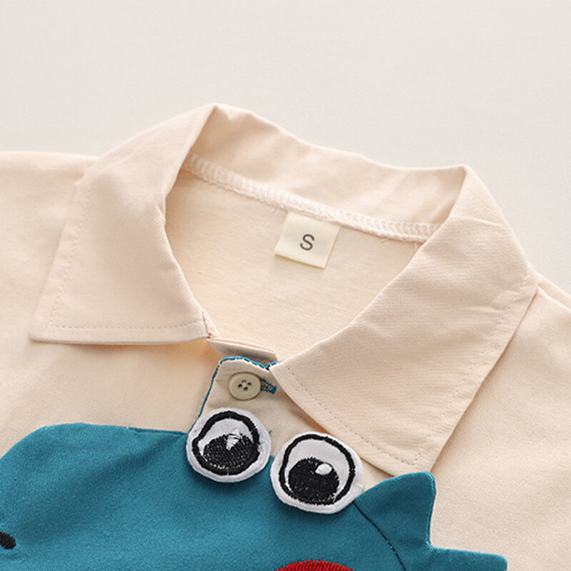 Drabužių rinkinys vaikams kūdikiui berniukui rudens siuvinėtas dinozauras mažiems berniukams 2 vnt. Drabužiai Atvarteliai Medvilninis megztinis + kelnių kostiumai