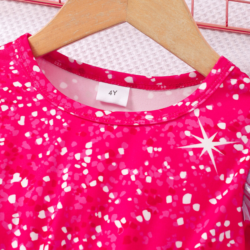 Κοριτσίστικο φόρεμα με στάμπα από διχτυωτό μακρυμάνικο