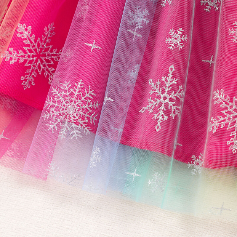 Κοριτσίστικο φόρεμα με στάμπα από διχτυωτό μακρυμάνικο