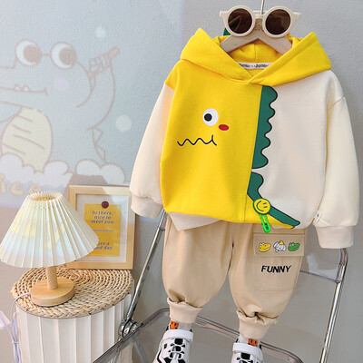 Jauni mazuļu zēni pavasara rudens modes karikatūra Dzīvnieku savārstījums ar kapuci Džemperis ar biksēm Bērnu ikdienas apģērbu komplekti