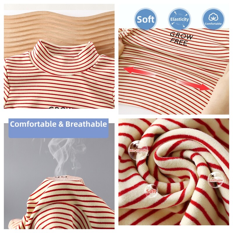 Βρεφικό μασίφ μακρυμάνικο πουκάμισο με κάτω μέρος Παιδικό ζεστό ριγέ βελούδινο μπλουζάκι Παιδικά εσώρουχα Αγόρια κορίτσια με ζιβάγκο Casual ρούχα