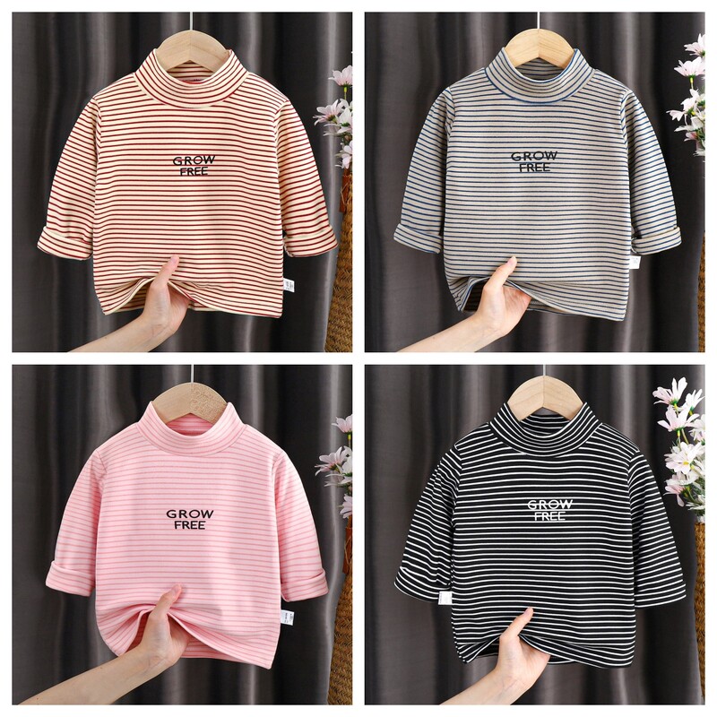 Βρεφικό μασίφ μακρυμάνικο πουκάμισο με κάτω μέρος Παιδικό ζεστό ριγέ βελούδινο μπλουζάκι Παιδικά εσώρουχα Αγόρια κορίτσια με ζιβάγκο Casual ρούχα