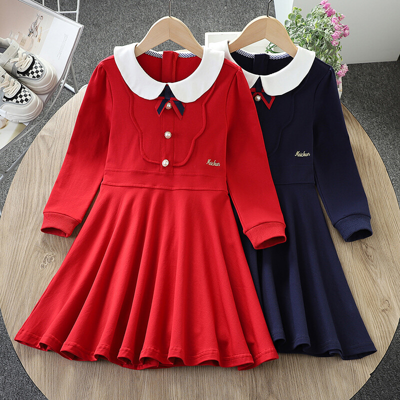 Mergaičių suknelė vaikams Kostiumas Pavasarinis languotas Preppy Ilgomis rankovėmis Paaugliams Mokyklos Vaikų Drabužiai Vestidos 6 7 8 9 10 12 14 metų