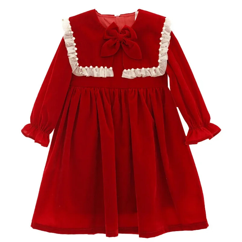 Rochii roșii burgundă pentru fete, iarnă, toamnă, petrecere pentru adolescenți, rochie formală, cu mânecă lungă, prințesă, haine pentru copii, rochie de Crăciun, cadou 4-14 ani