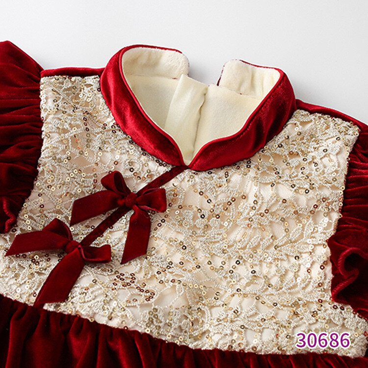 Meitenes princeses vizulis kleita ziemas bērniem zīdaiņiem zīdaiņiem bērniem samta sabiezināta bantīte sarkana dzimšanas diena Ziemassvētku Jaunais gads