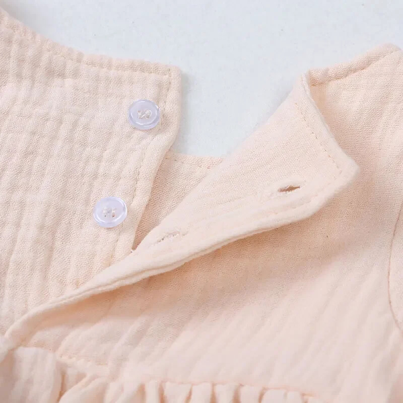 Pamučna lanena haljina dugih rukava za djevojčice Modne jednobojne dječje haljine za djevojčice Proljeće Jesen Dječja odjeća 1-6 godina