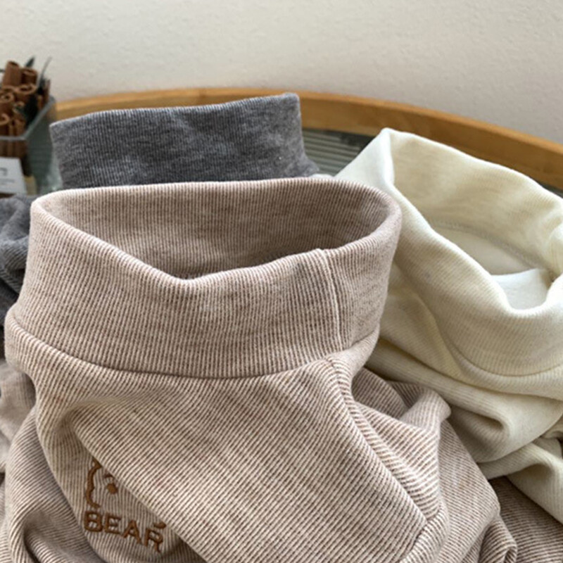 Παιδικό λεπτό φλις μισό ψηλό γιακά Ζεστό μακρυμάνικο φθινοπωρινό μπλουζάκι Νέο μωρό πουκάμισο με πάτο για αγόρια και κορίτσια μπλουζάκια WTB54