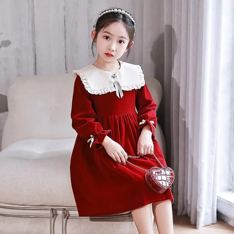 Stilingas ilgomis rankovėmis princesiškas sijonas mergaitėms pavasario rudeniui Naujiena Madinga elegantiška vaikiška suknelė