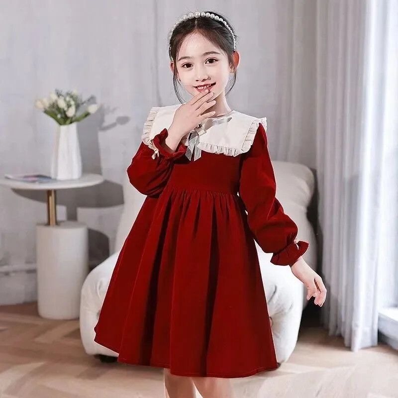 Stilingas ilgomis rankovėmis princesiškas sijonas mergaitėms pavasario rudeniui Naujiena Madinga elegantiška vaikiška suknelė