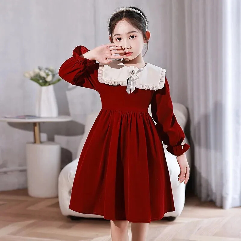 Stilingas ilgomis rankovėmis princesiškas sijonas mergaitėms pavasario rudeniui Naujiena Madinga elegantiška vaikiška suknelė