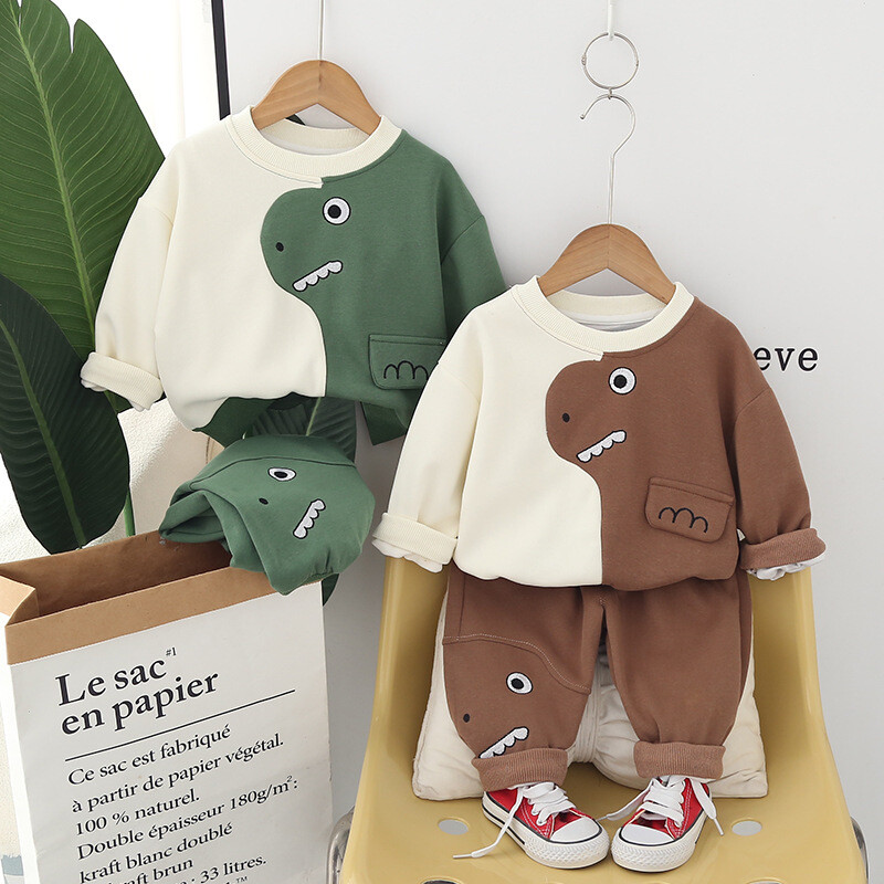 Naujas pavasario rudens kūdikių rūbų rinkinys vaikiški berniukų marškinėliai kelnės 2 vnt./komplektai Mažylių rūbai kūdikių animacinių filmų kostiumai, vaikiški sportiniai kostiumai