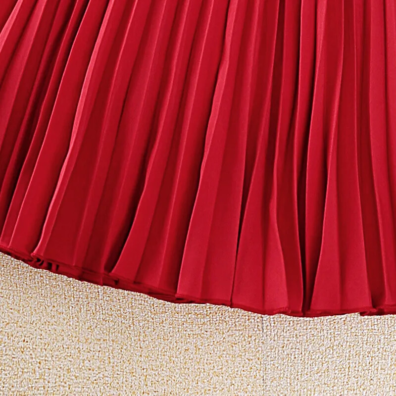 Dječja ležerna haljina za djevojčice Odjeća 2023. Nova proljetna i jesenska moda Dječja crvena haljina s plisama dugih rukava s V-izrezom od 7 do 14 godina