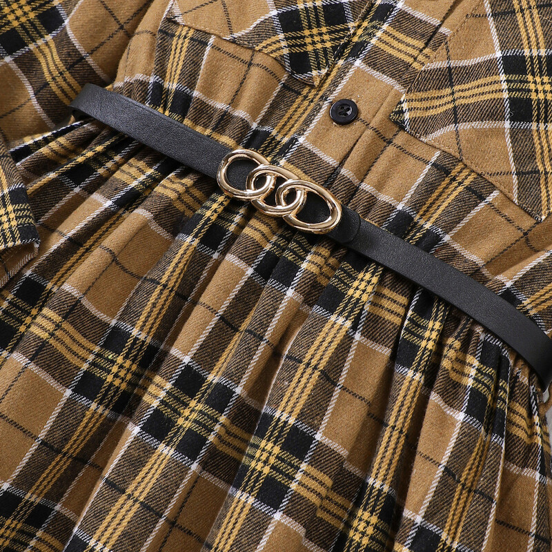 Παιδικό πουκάμισο φόρεμα για κορίτσια Ρούχα 2024 Νέα Άνοιξη Φθινόπωρο Παιδικό Casual καρό μακρυμάνικο φόρεμα πριγκίπισσας με ζώνη 5-14Y