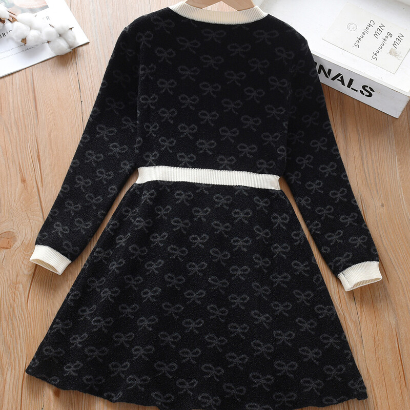 Mergaičių megztos suknelės 2024 m. Nauja megztinė suknelė vaikams Madingi drabužiai ilgomis rankovėmis laisvalaikio suknelė kūdikių mergaičių princesė suknelė