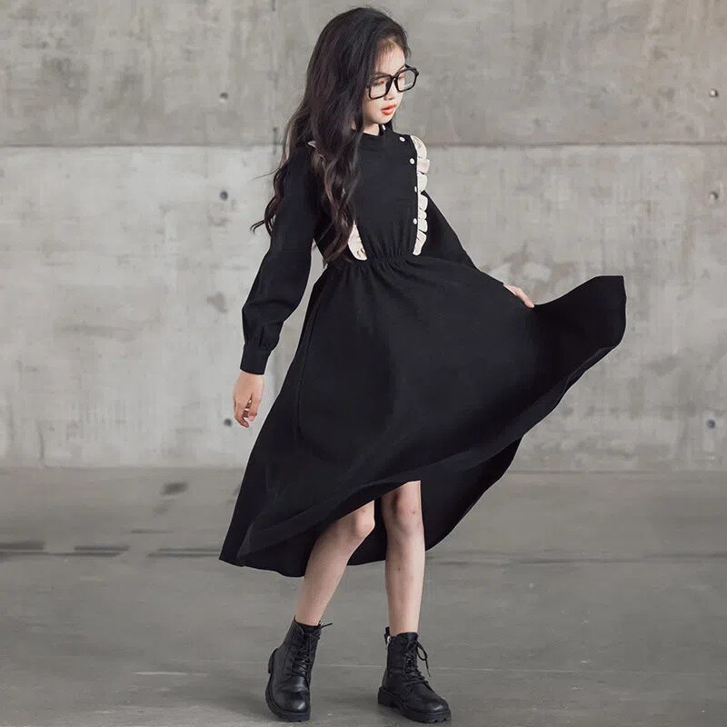 2024 rudens ziema Eiropa rietumi Kid Baby girl drēbes sarkanas garām piedurknēm ballīte Kleitas pusaudžu mežģīnes 5 6 8 9 10 11 12 gadi