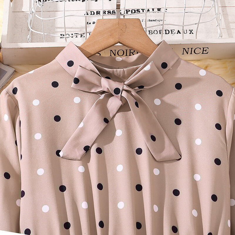 Παιδικό casual φόρεμα για κορίτσια Ρούχα φθινόπωρο Χειμώνας 2024 Νέα Παιδική Μόδα Dot Print Μακρυμάνικο Φόρεμα σε γραμμή Α με ζώνη 7-14Y