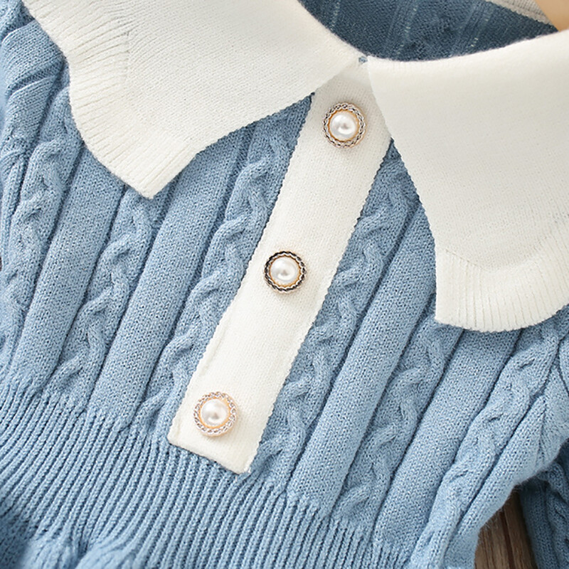 MILANCEL 2–7 G Bērnu apģērbs ar nolaižamu apkakli, bērnu kleita meitenēm priekšā ar pogām, volāniem, trikotāžas apģērbiem