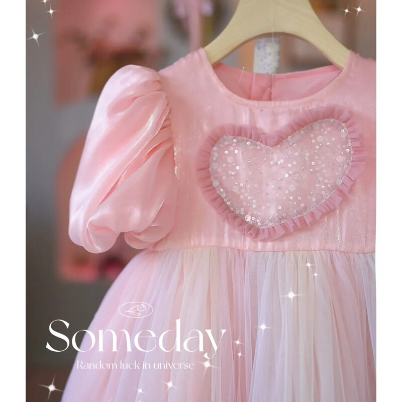 Rochie de prințesă la modă pentru fete 2024 de vară cu mâneci bufante rochie din plasă Costum de performanță pentru bebeluși Rochie la modă pentru copii