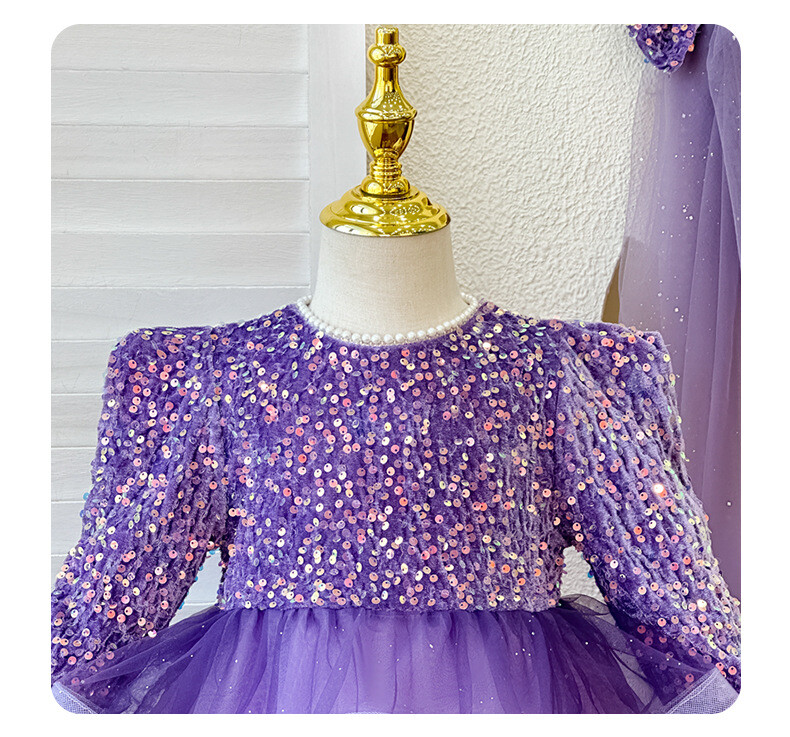 4688 Pērk 2gab vairumtirdzniecības meiteņu kleitas 2024 Rudens Jaunas meiteņu princešu drēbes Augstas kvalitātes purpursarkanas kleitas