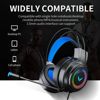 G58 G60 Gaming Headset 7.1 Stereo SVirtual Surround Bass Earphone ακουστικό με Mic LED Light για υπολογιστή PC Gamer Πτυσσόμενο