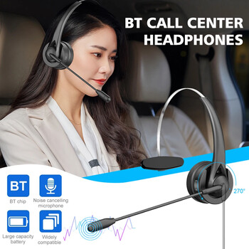 Ακουστικά Bluetooth Office Call Center με βάση φόρτισης μικροφώνου Ασύρματα ακουστικά HiFi Ακουστικά ακύρωσης θορύβου για φορητό υπολογιστή