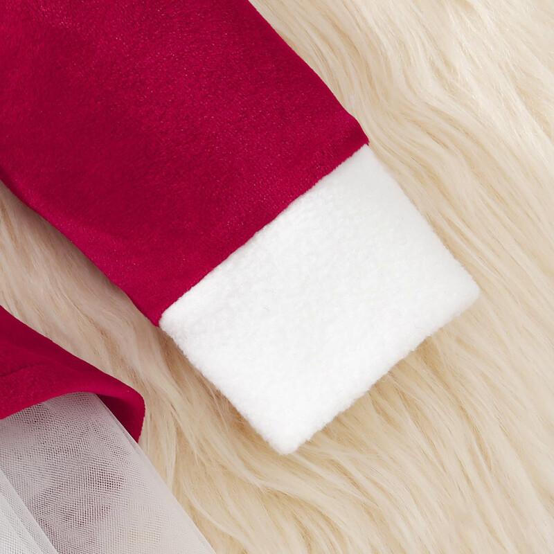 Rochii de Crăciun cu glugă pentru fetițe, Moș Crăciun, cu mânecă lungă, roșie de iarnă pentru petrecere de Crăciun, rochie de prințesă pentru copii