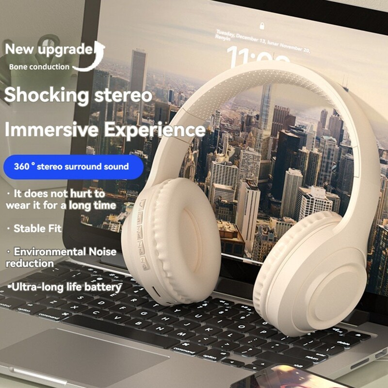 Căști fără fir Bluetooth V5.3 Căști ENC cu anulare a zgomotului pentru laptop pentru pad pentru telefoane Android/IOS