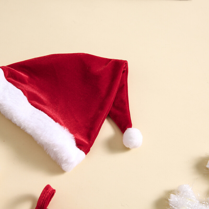 Lányos karácsonyi ruha szettek őszi téli bársony függőruha+ujjatlan+sapka 3db Baba Mikulás ruhák Fesztivál jelmez