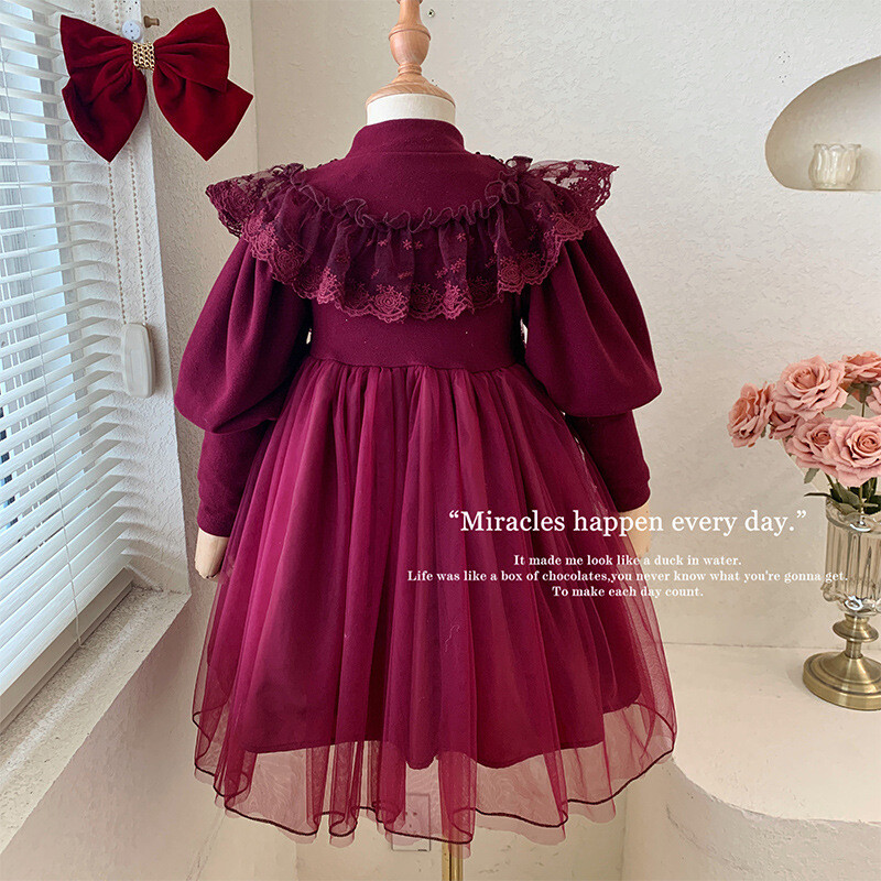 Bērnu ziemas jauni moderni, stilīgi svārki sarkani ar šuvēm viltota divdaļīga samta bantīte princeses kleita