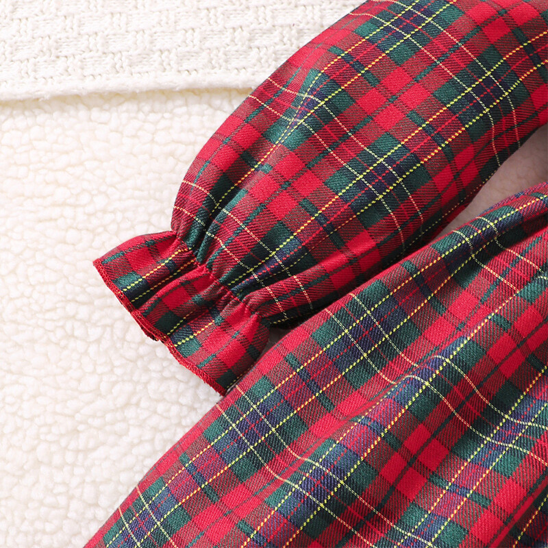 Ma&Baby kalėdinė mergaičių suknelė rudeninė vaikiška mažylė mergaitei raudona languota lankelio vakarėlio suknelės vaikams naujametiniai kalėdiniai drabužiai 4 5 6 7 ﻿