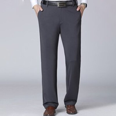 Vīriešu ledus zīda uzvalka bikses Elastīgas vidukļa vidus bikses Taisnas biznesa bikses