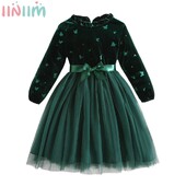 Παιδικό φόρεμα για χριστουγεννιάτικο πρωτοχρονιάτικο πάρτι με μακρυμάνικο φόρεμα με πεταλούδα από διχτυωτό tutu πριγκίπισσα για βραδιά χορού γενεθλίων