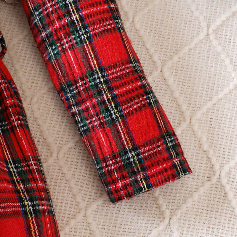 Gyerek karácsonyi ruha lányoknak Ruhák Őszi tél 2024 új gyerek aranyos hosszú ujjú piros zöld kockás csokorcsomós hercegnő ruha