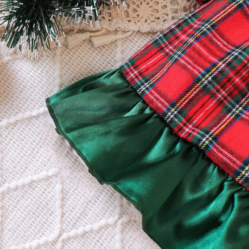 Gyerek karácsonyi ruha lányoknak Ruhák Őszi tél 2024 új gyerek aranyos hosszú ujjú piros zöld kockás csokorcsomós hercegnő ruha