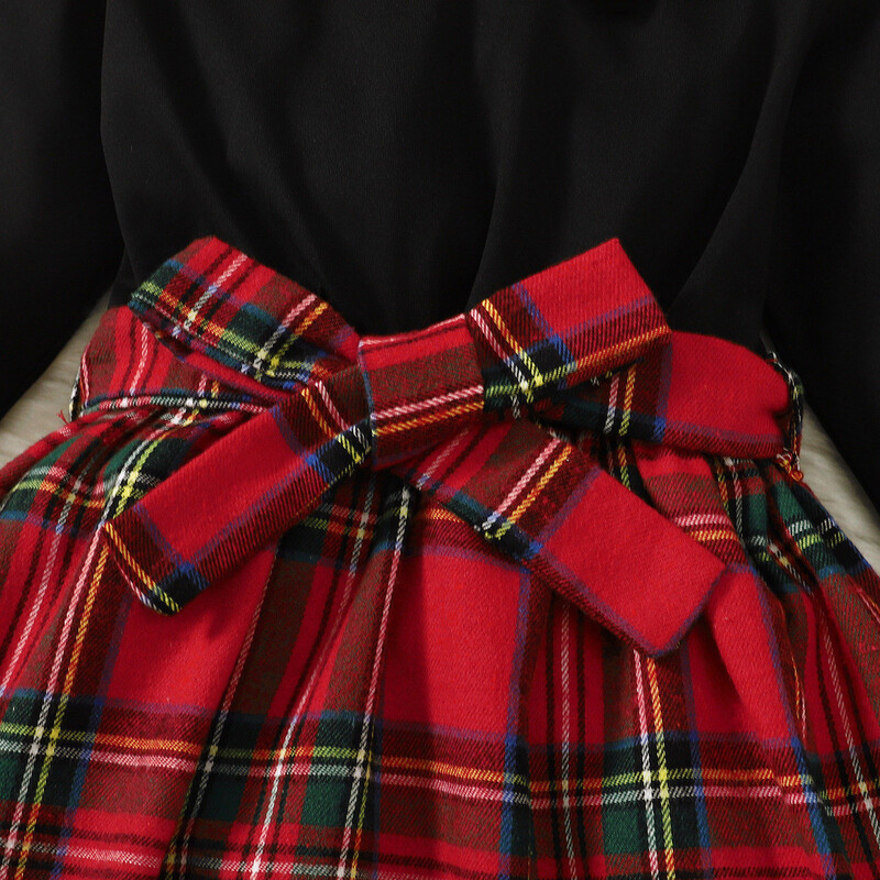 Toamnă și iarnă 4-7 ani Rochie de fetiță cool cu mânecă lungă în carouri Top rochie prințesă cu pălărie