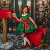 Mergaičių kalėdinė karnavalinė suknelė su dideliu lankeliu Vaikų senovinė žalia Kalėdų Senelio dovana mergaitei Jauna raudona grotelių princesė nauja suknelė