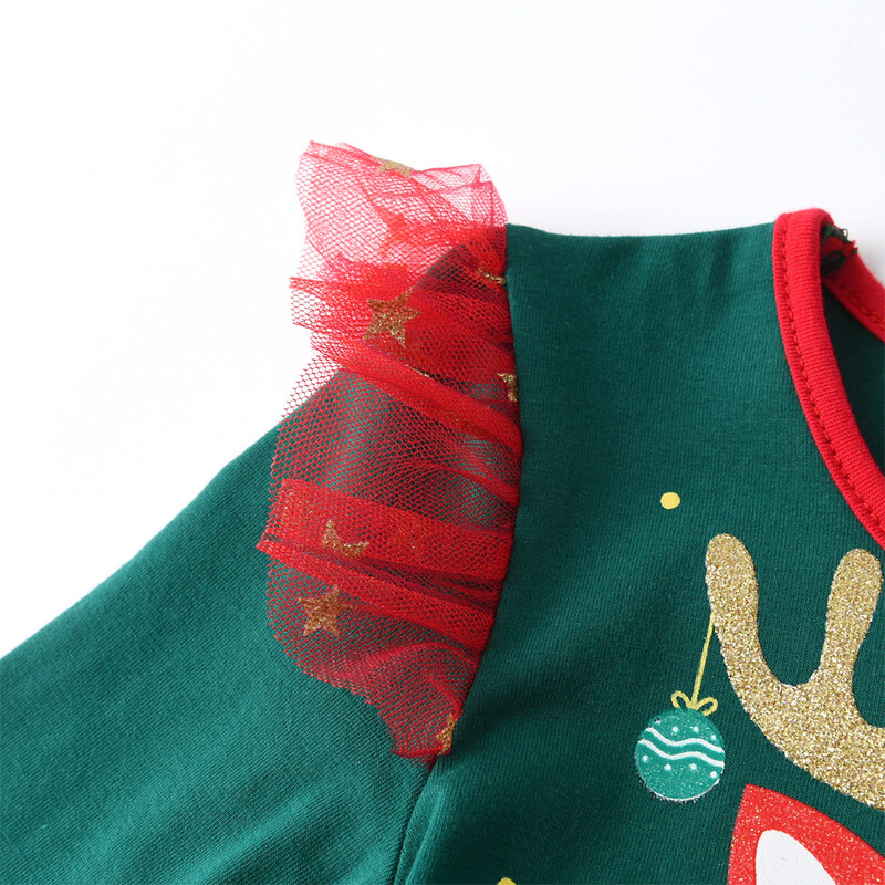 VIKITA Meiteņu Ziemassvētku Jaunā gada festivāla kleita Bērniem Ziemeļbriežu apdruka Tutu kleitas Meiteņu Zaļa Sarkana Rudens Ziemas Princešu kleitas