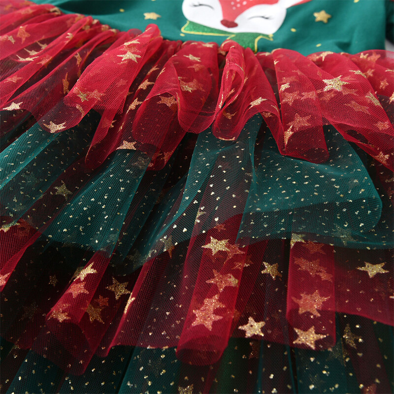 VIKITA Meiteņu Ziemassvētku Jaunā gada festivāla kleita Bērniem Ziemeļbriežu apdruka Tutu kleitas Meiteņu Zaļa Sarkana Rudens Ziemas Princešu kleitas