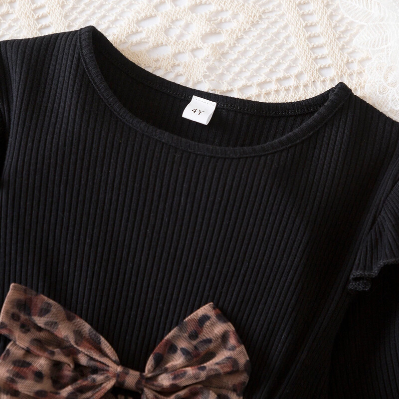 2024 m. vaikiška leopardo rašto suknelė mergaičių žiemos gimtadienio vakarėliui pilnomis rankovėmis princesės suknelės Nauji rudens pavasario kratiniai megzti drabužiai