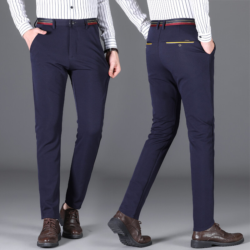 Muška odjeća Proljeće Jesen Jednobojne džepove s gumbima i patentnim zatvaračem Svečane ravne hlače Poslovne klasične retro hlače za dječake