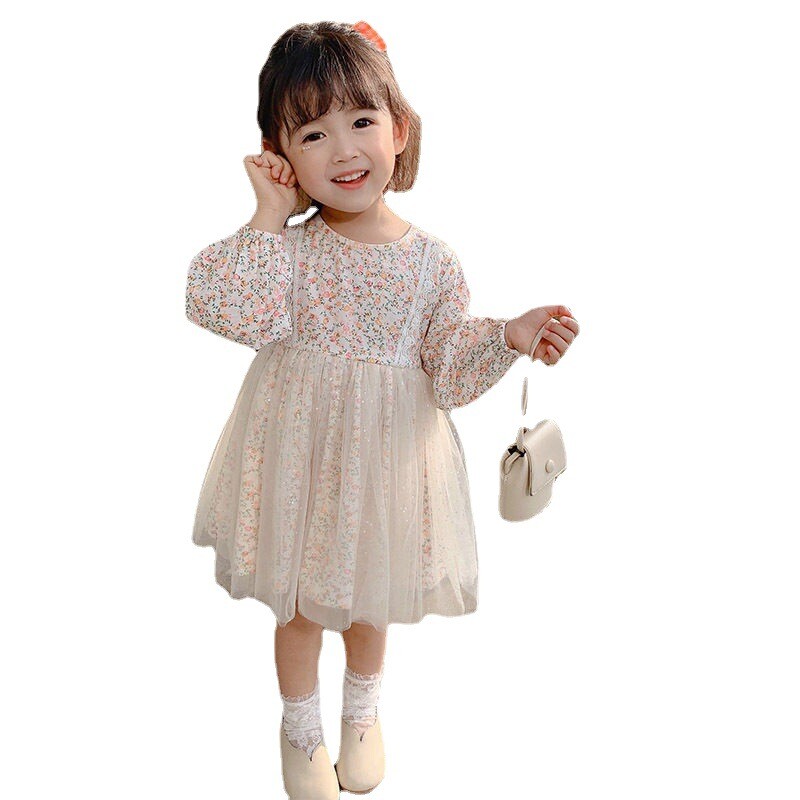 Modes meiteņu kleita 2024. Pavasara un rudens bērnu ziedu svārki korejiešu princesei svārki Tide