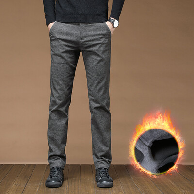 KUBRO 2024 Naujos vyriškos žiemos šiltos laisvalaikio kelnės, storos šiltos vilnos pamušalas, atsparios vėjui, vandeniui atsparios tiesios golfo kelnės