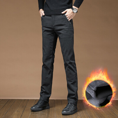 KUBRO 2024 Naujos vyriškos žiemos šiltos laisvalaikio kelnės, storos šiltos vilnos pamušalas, atsparios vėjui, vandeniui atsparios tiesios golfo kelnės