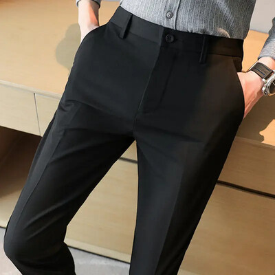 Fluid Man Suits Bikses Biznesa elastīgas Sociālās Pielāgošanas Stretch Bikses vīriešiem Drapētas Classic New in Cheap Drēbes Piedāvājums Kleita