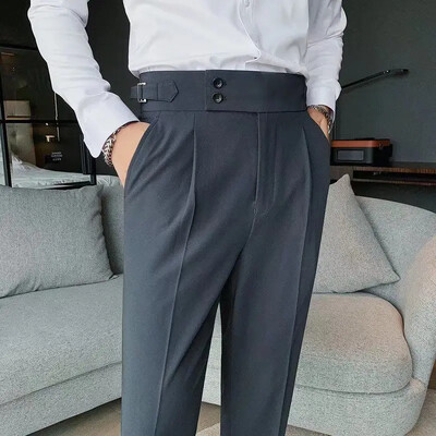 Socialinis siuvimas Verslo Baggy Kelnės vyrams Tressed Slim Fit Vyriški Kostiumai Kelnės Pavasariniai Drabužiai Prabangus Aukštyn Korėjos Atsiliepimai Daugelis